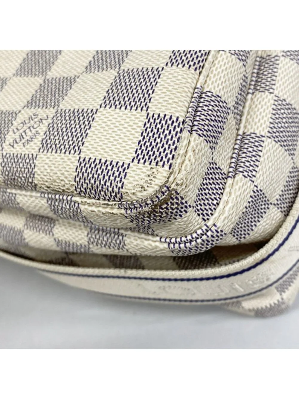Louis Vuitton Shoulder Bag Damier Azur Naviglio White